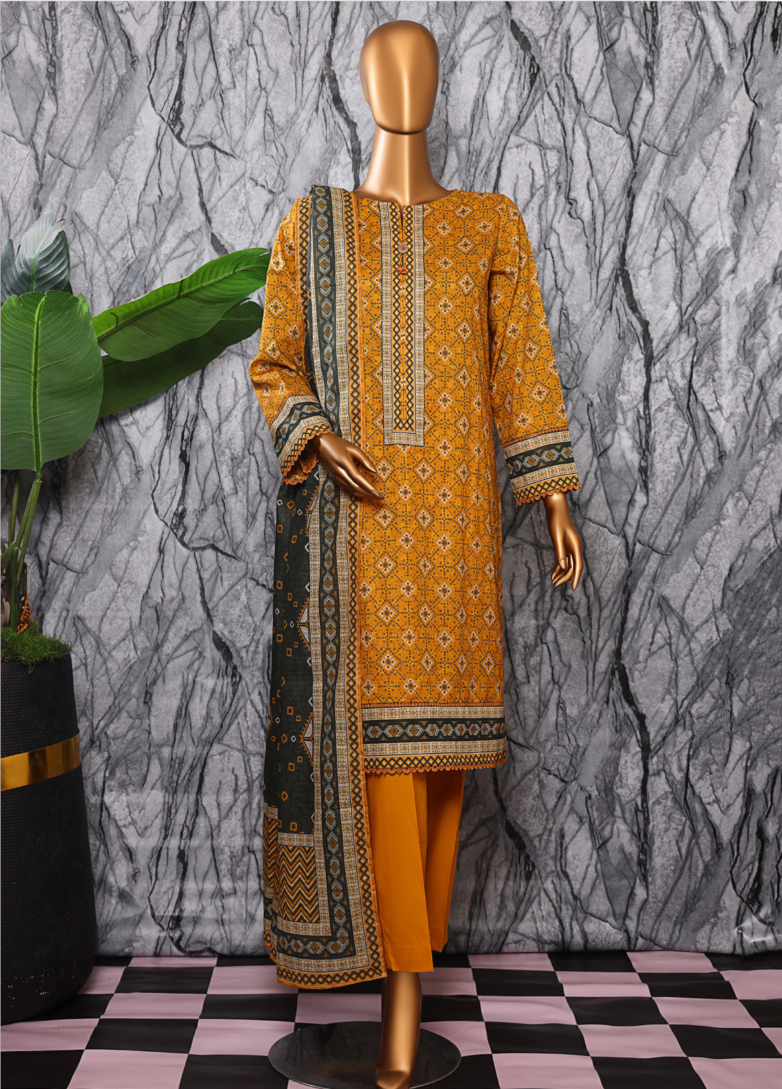 Platinum By HZ Textiles Digital Printed Lawn 3 Piece Unstitched Suit HZ25DPLV3 PPC-606