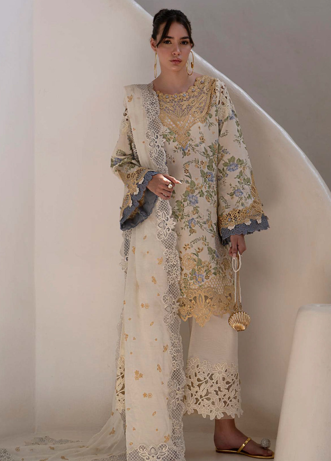 Printkari By AJR Couture Embroidered Lawn 3 Piece Unstitched Suit AJR25PL AJR-02-MAZE