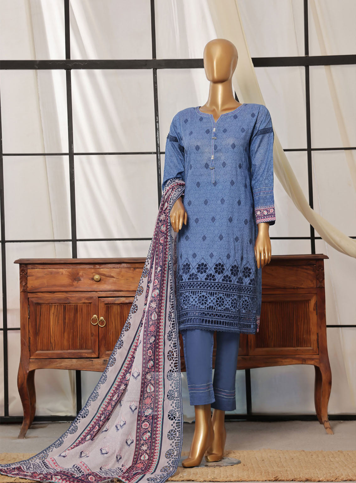 Printkari By HZ Textile Embroidered Lawn 3 Piece Stitched Suit - HZ24PED PCL-403