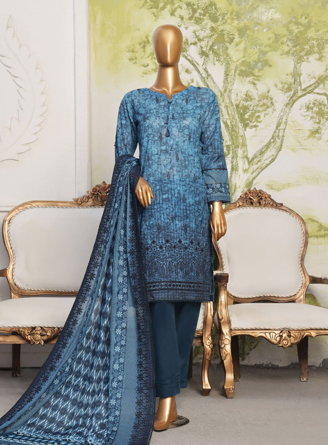 Printkari By HZ Textile Embroidered Lawn 3 Piece Stitched Suit - HZ24PED PCL-407