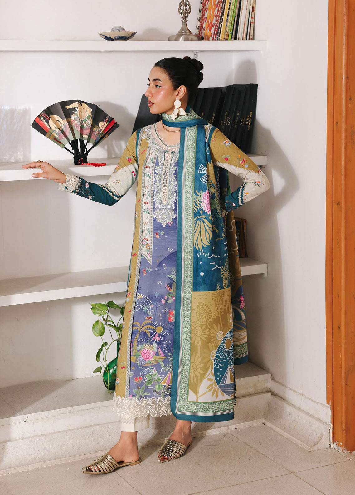 QPrints By Qalamkar Embroidered Jacquard Weaved 3 Piece Unstitched Suit QLM25QP D-QW-10A ALINA