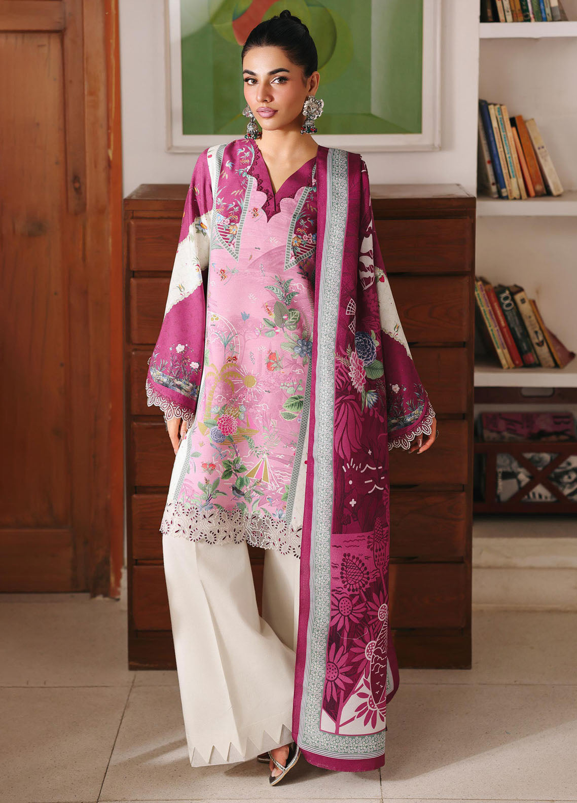 QPrints By Qalamkar Embroidered Jacquard Weaved 3 Piece Unstitched Suit QLM25QP D-QW-10B KENNA