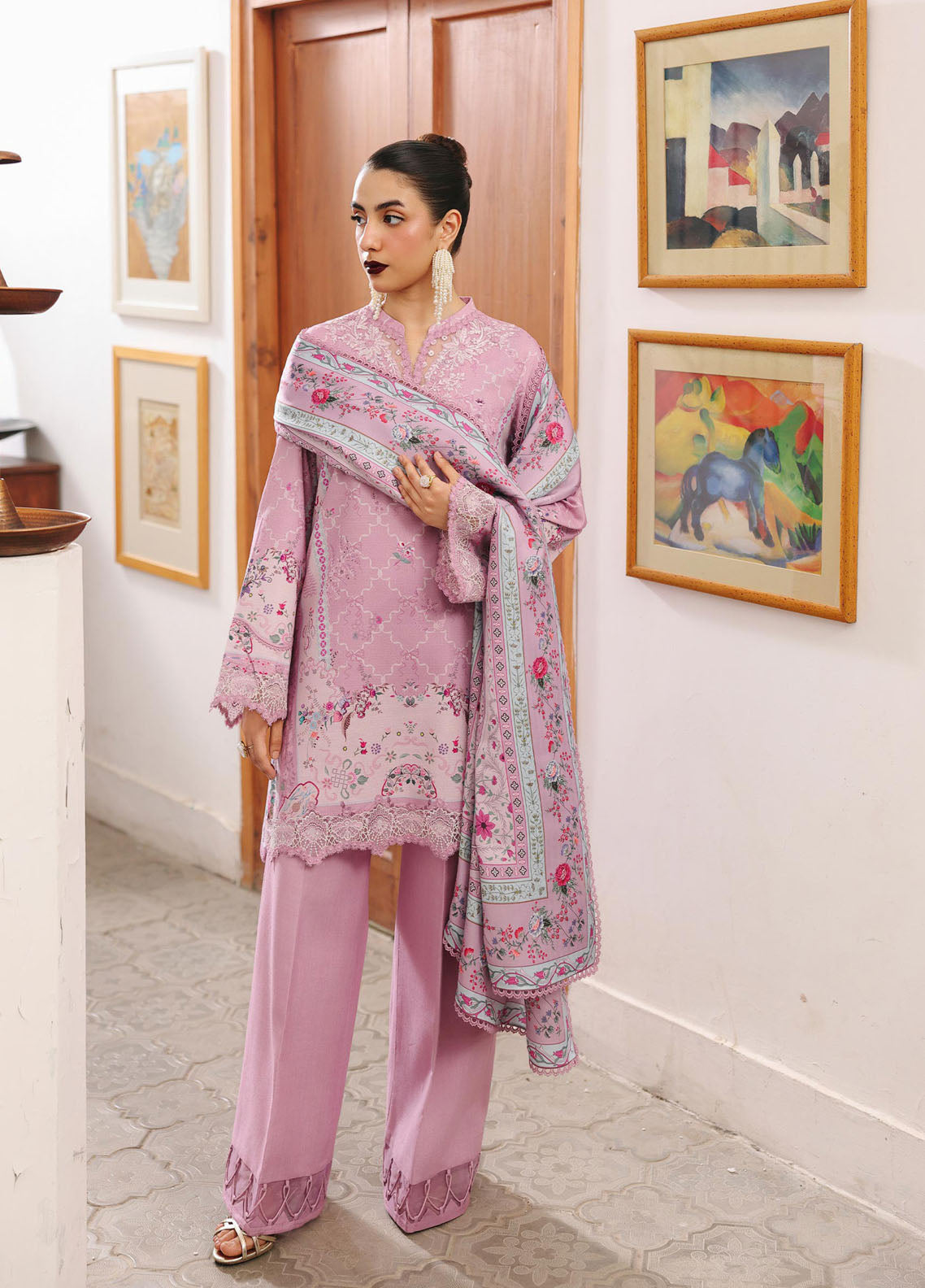 QPrints By Qalamkar Embroidered Jacquard Weaved 3 Piece Unstitched Suit QLM25QP D-QW-3A ELVIRA