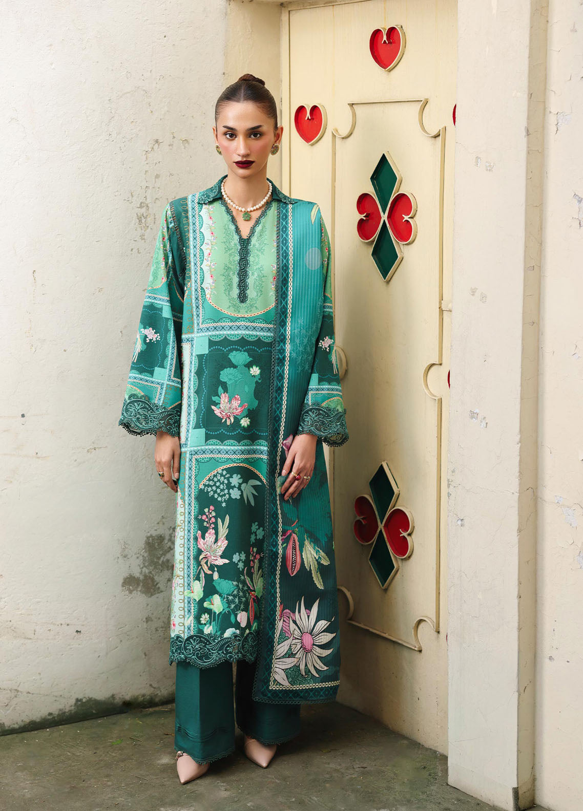 QPrints By Qalamkar Embroidered Jacquard Weaved 3 Piece Unstitched Suit QLM25QP D-QW-8B ANIKA