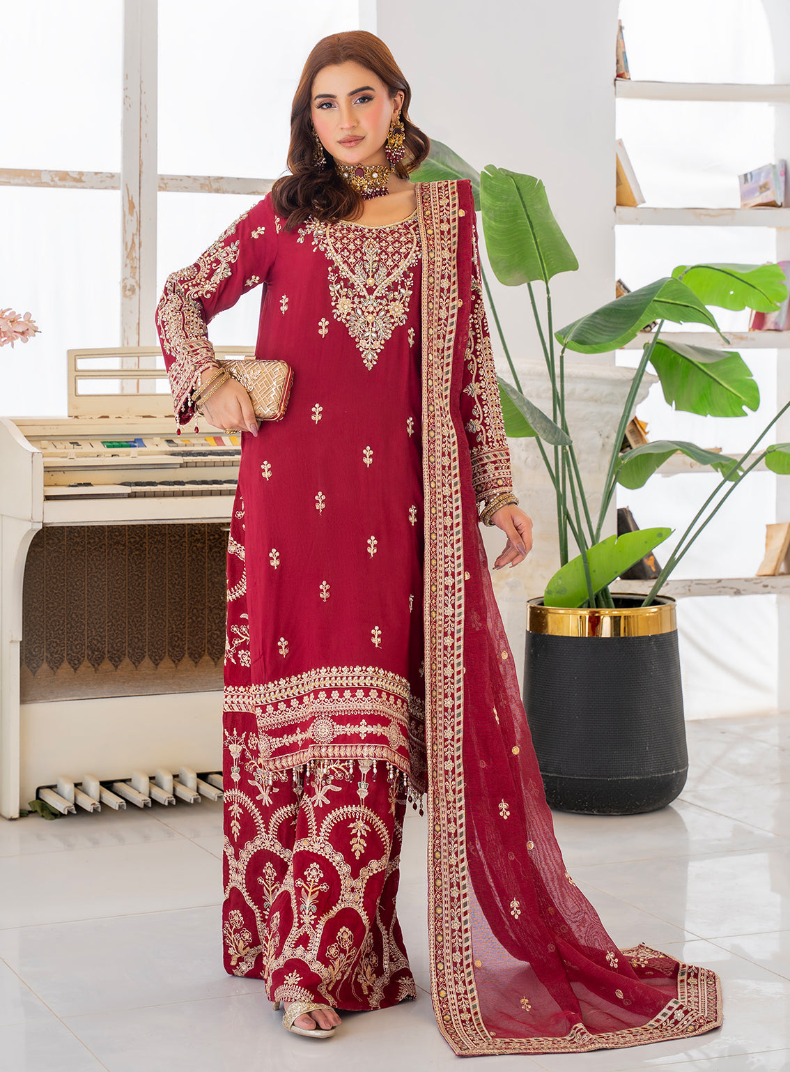 Raad Luxury Formal Embroidered Raw Silk 3 Piece Stitched Suit RD26LF RA-41 MN GULNAAR