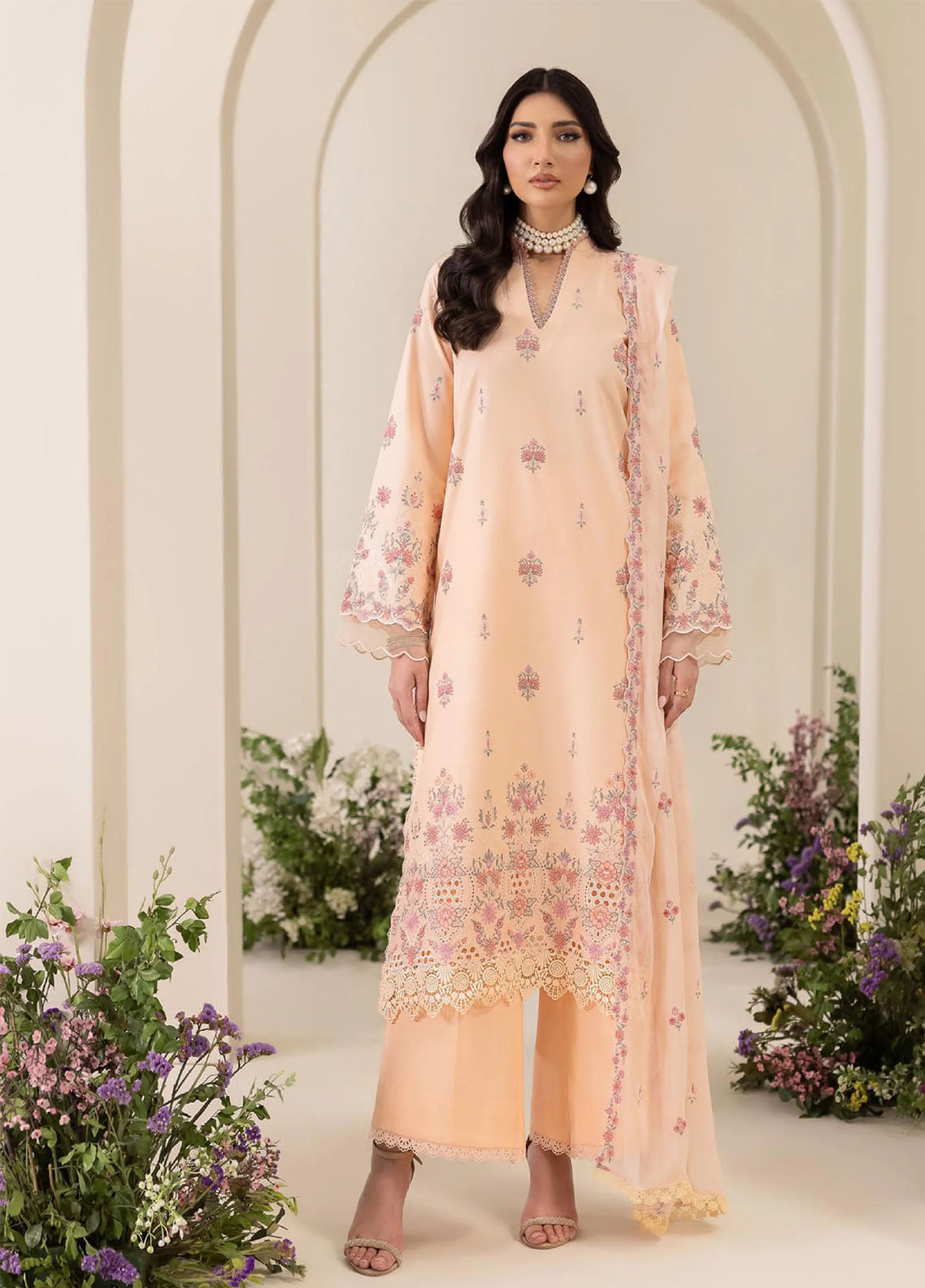 Rajbari Exclusive Embroidered Lawn 3 Piece Unstitched Suit RB26EE D-04