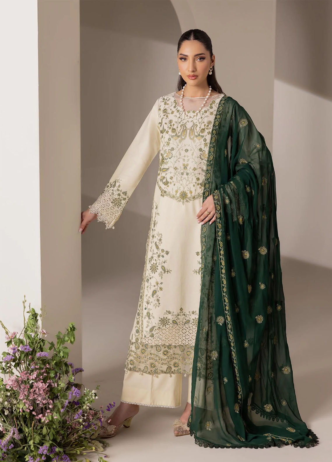 Rajbari Exclusive Embroidered Lawn 3 Piece Unstitched Suit RB26EE D-05