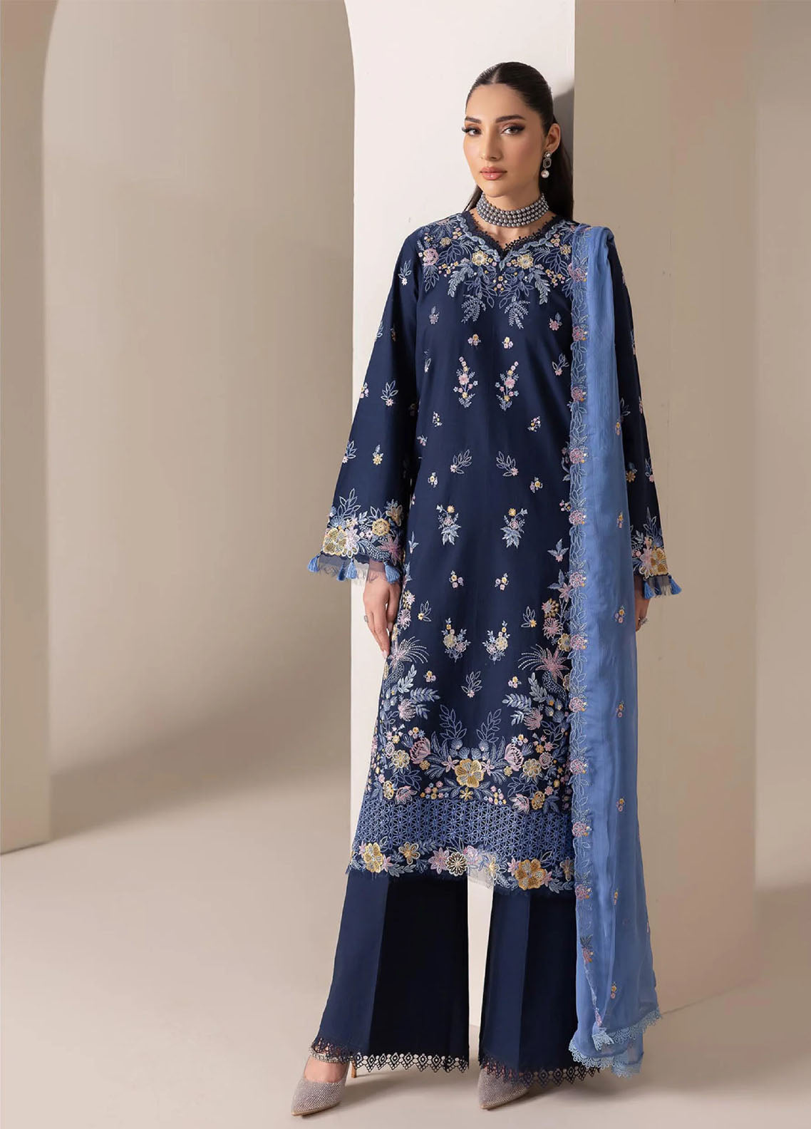 Rajbari Exclusive Embroidered Lawn 3 Piece Unstitched Suit RB26EE D-07