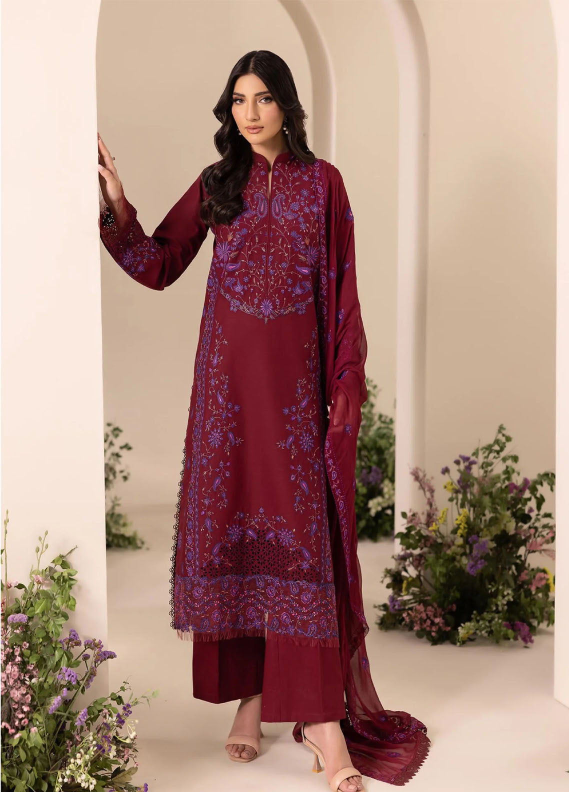 Rajbari Exclusive Embroidered Lawn 3 Piece Unstitched Suit RB26EE D-08