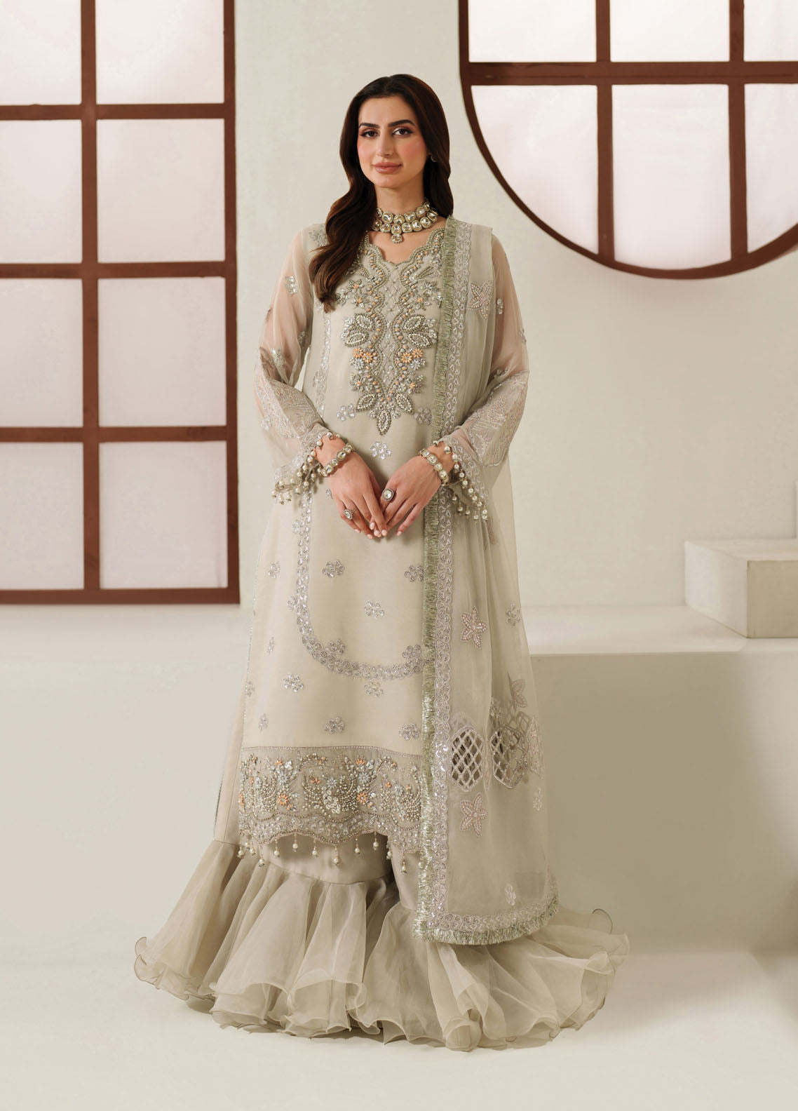 Reena By Alizeh Embroidered Chiffon 3 Piece Unstitched Suit AF25RV5 D-4048 NASHMIA
