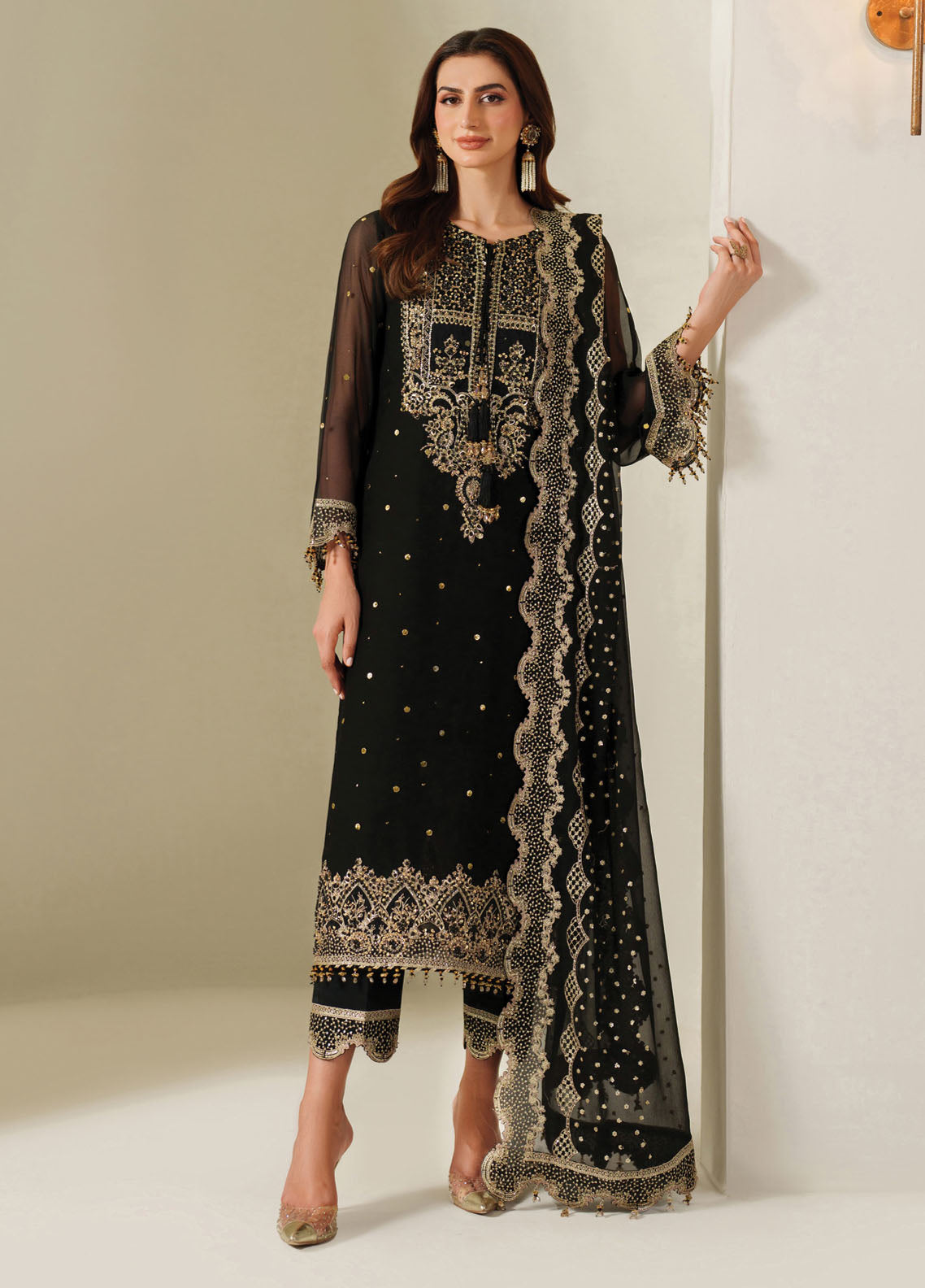 Reena By Alizeh Embroidered Chiffon 3 Piece Unstitched Suit AF25RV5 D-4049 RESHMA