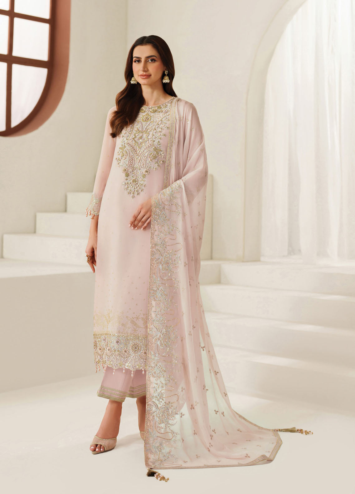Reena By Alizeh Embroidered Chiffon 3 Piece Unstitched Suit AF25RV5 D-4054 ZYLA