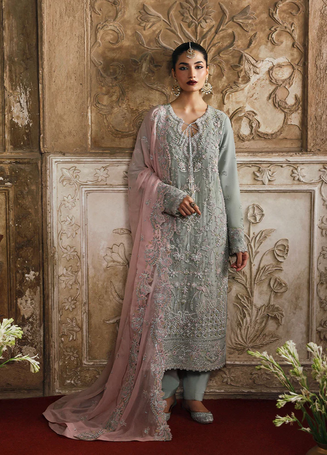 Romansiyyah By Emaan Adeel Embroidered Chiffon 3 Piece Unstitched Suit EA25RLF D-MAHPARI
