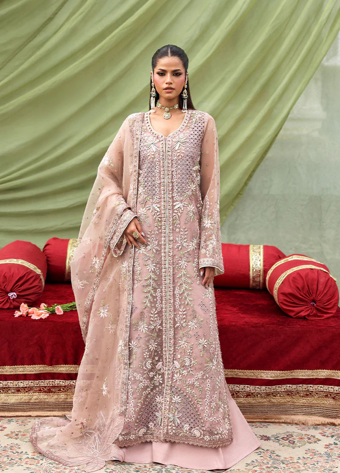 Romansiyyah By Emaan Adeel Embroidered Organza 3 Piece Unstitched Suit EA25RLF D-GULRUKH