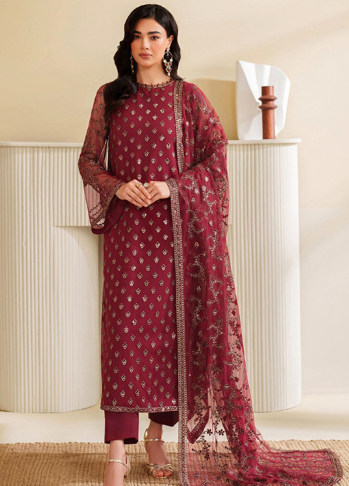 Roohi By Zarif Formal Embroidered Net 3 Piece Unstitched Suit ZF25RF D-RFE-03 AFRAH