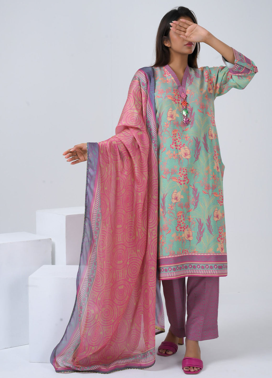 Saba Sumaiya Printed Silk Lawn 3 Piece Unstitched Suit SSY25P D-78630