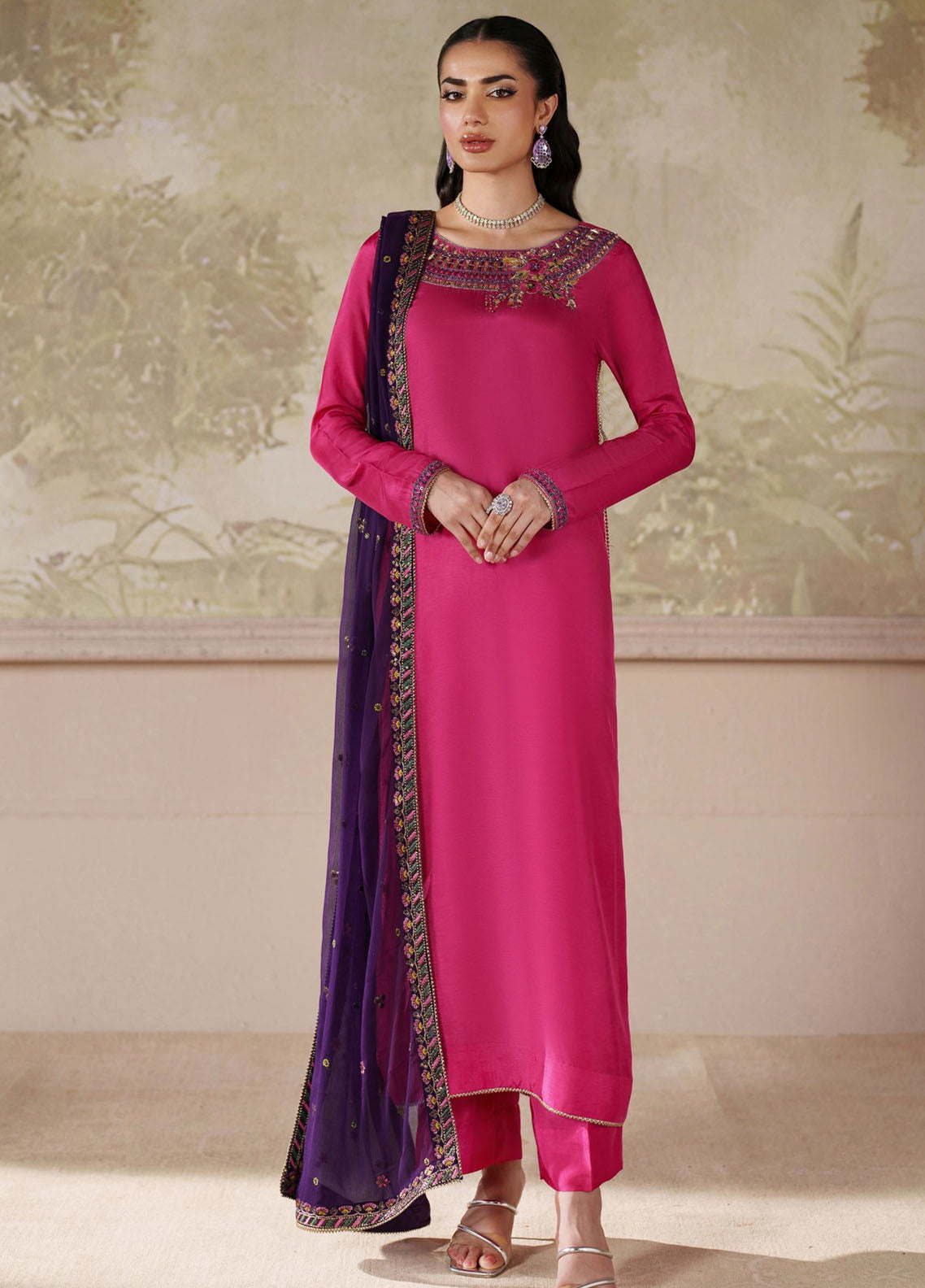 Saheera By Zarif Festive Hand Embellished Embroidered Tussel Silk 3 Piece Unstitched Suit ZF25S D-SHE-04 HANEERA
