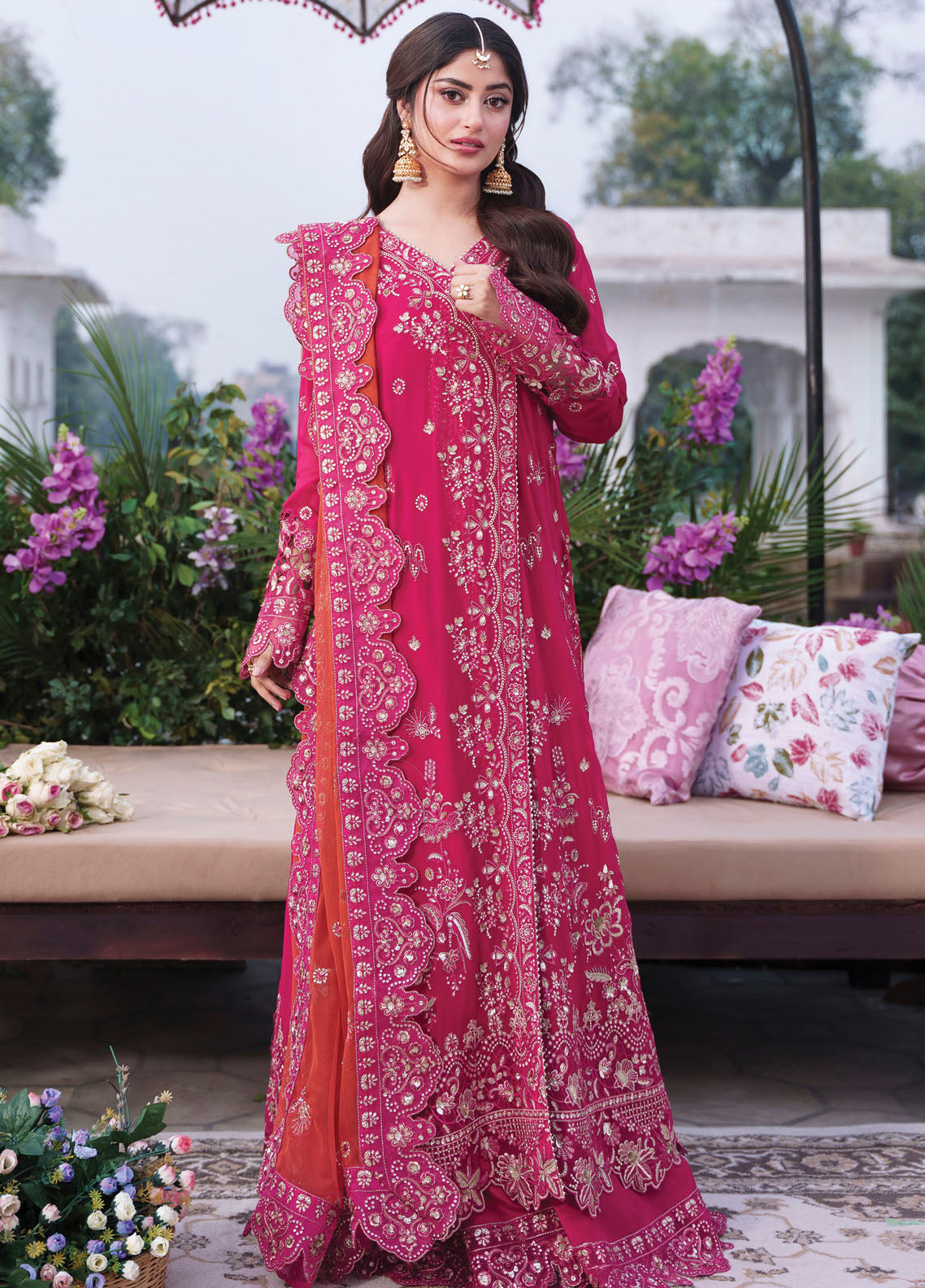 Sajal By Imrozia Premium Embroidered Chiffon 3 Piece Unstitched Suit IM26SV2 D-I-259 RANG-E-HUSN