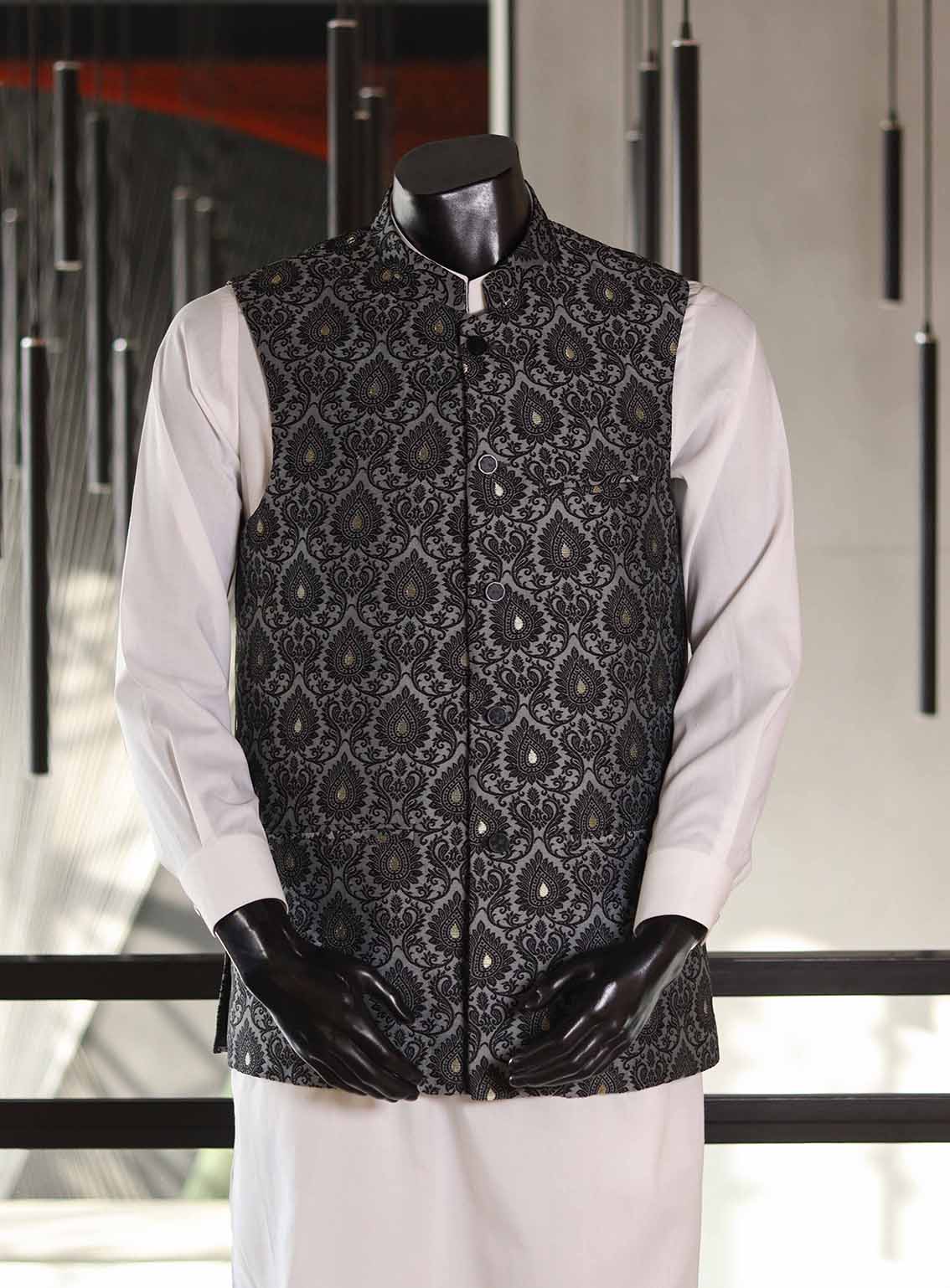 Sami Saeed Designer Cotton Stitched Waistcoat SS25DVC D-5345-DG