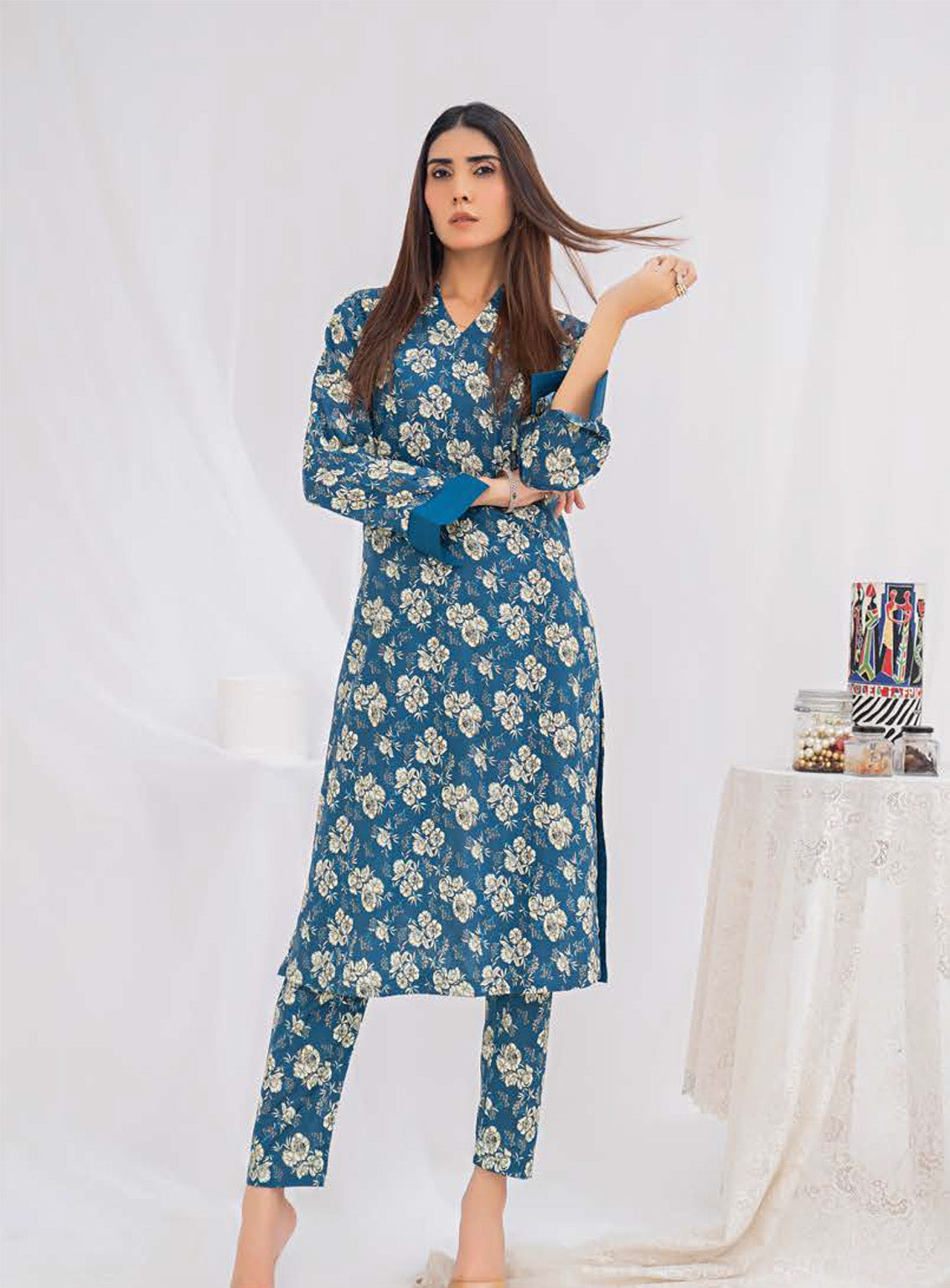 Sana & Samia By Lala Textile Digital Airjet Printed Cambric 2 Piece Unstitched Suit LT24S&S LS-093 FERN