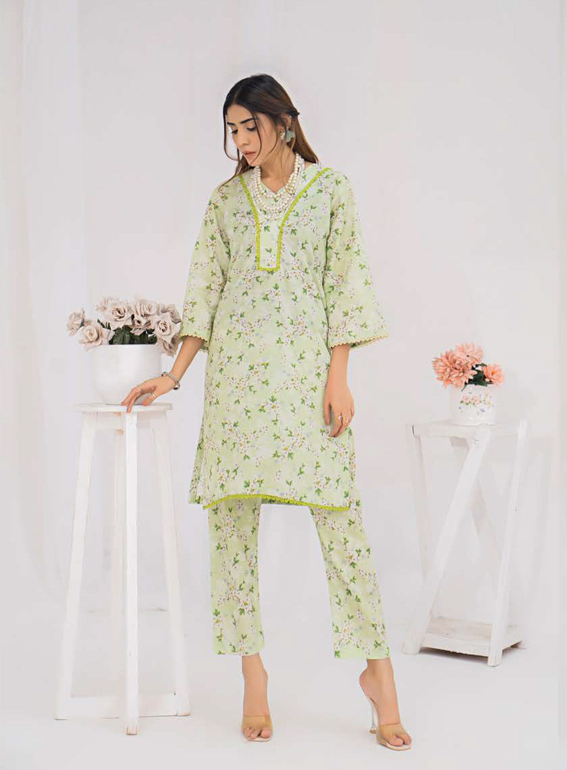 Sana & Samia By Lala Textile Digital Airjet Printed Cambric 2 Piece Unstitched Suit LT24S&S LS-095 DAINTY