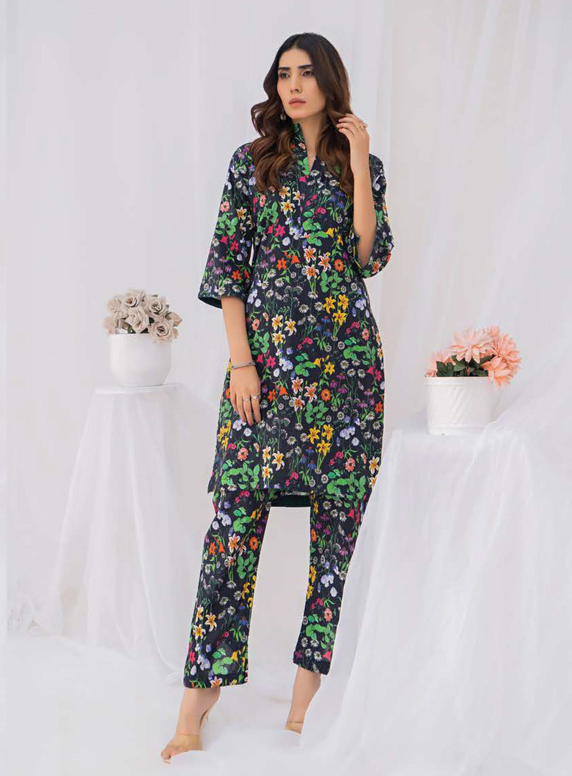Sana & Samia By Lala Textile Digital Airjet Printed Cambric 2 Piece Unstitched Suit LT24S&S LS-099 ECLECTIC