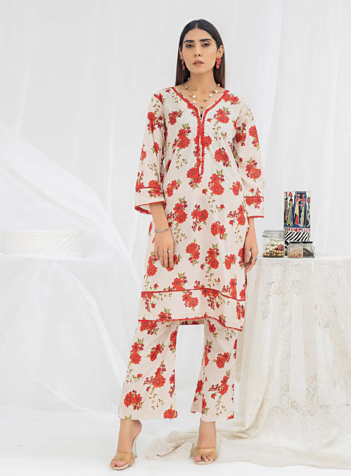 Sana & Samia By Lala Textile Digital Airjet Printed Cambric 2 Piece Unstitched Suit LT24S&S LS-100 BLOOM