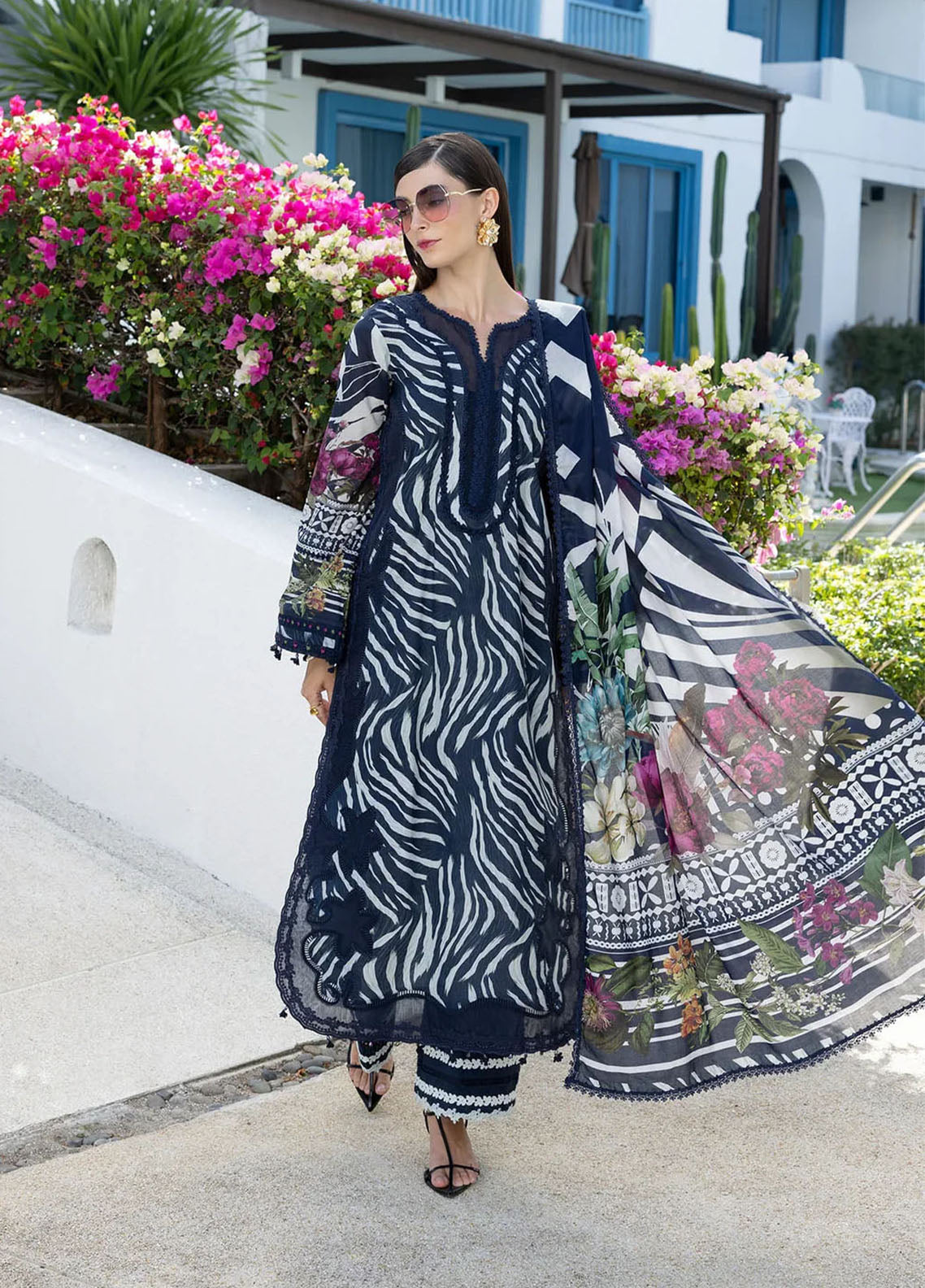 Santorini By Elaf Premium Printed Lawn 3 Piece Unstitched Suit EF26SP D-EPN-3A STARRY NIGHT