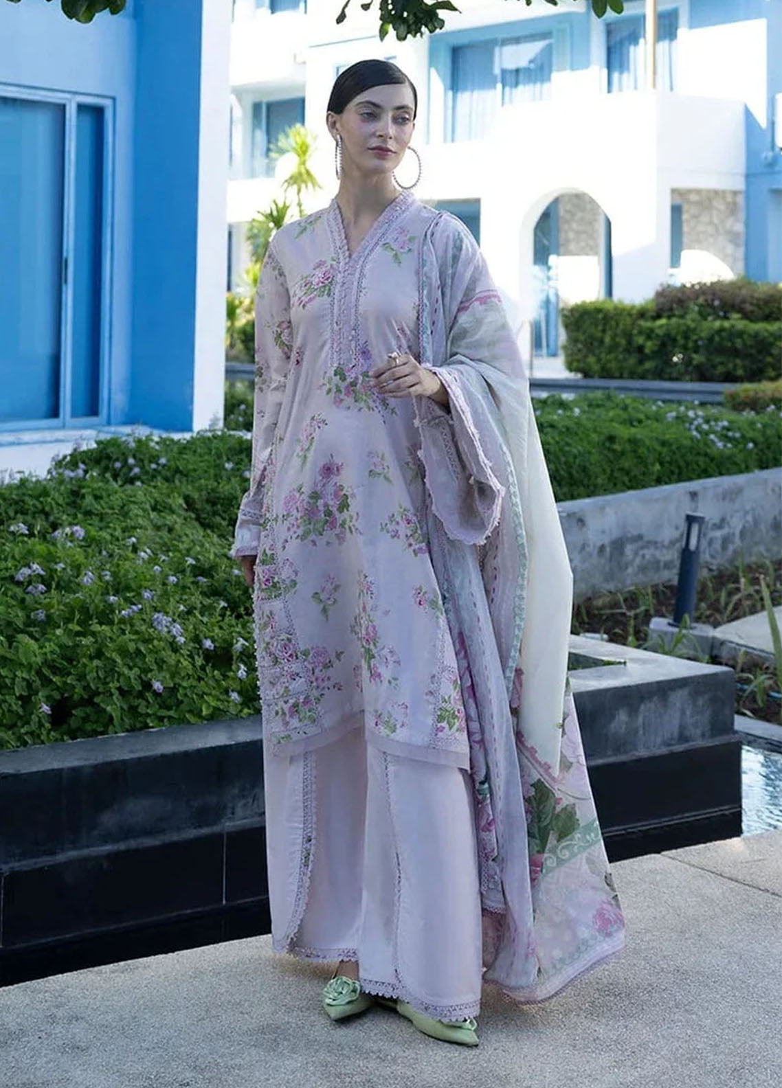 Santorini By Elaf Premium Printed Lawn 3 Piece Unstitched Suit EF26SP D-EPN-4B DOLL ME UP