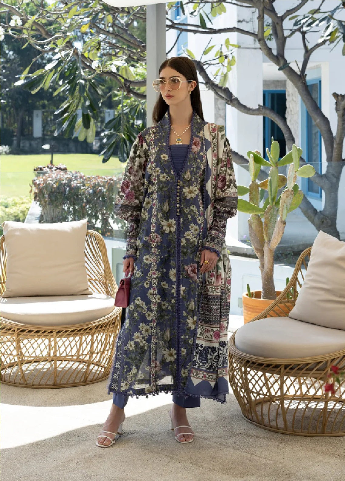 Santorini By Elaf Premium Printed Lawn 3 Piece Unstitched Suit EF26SP D-EPN-6A BOO BERRY