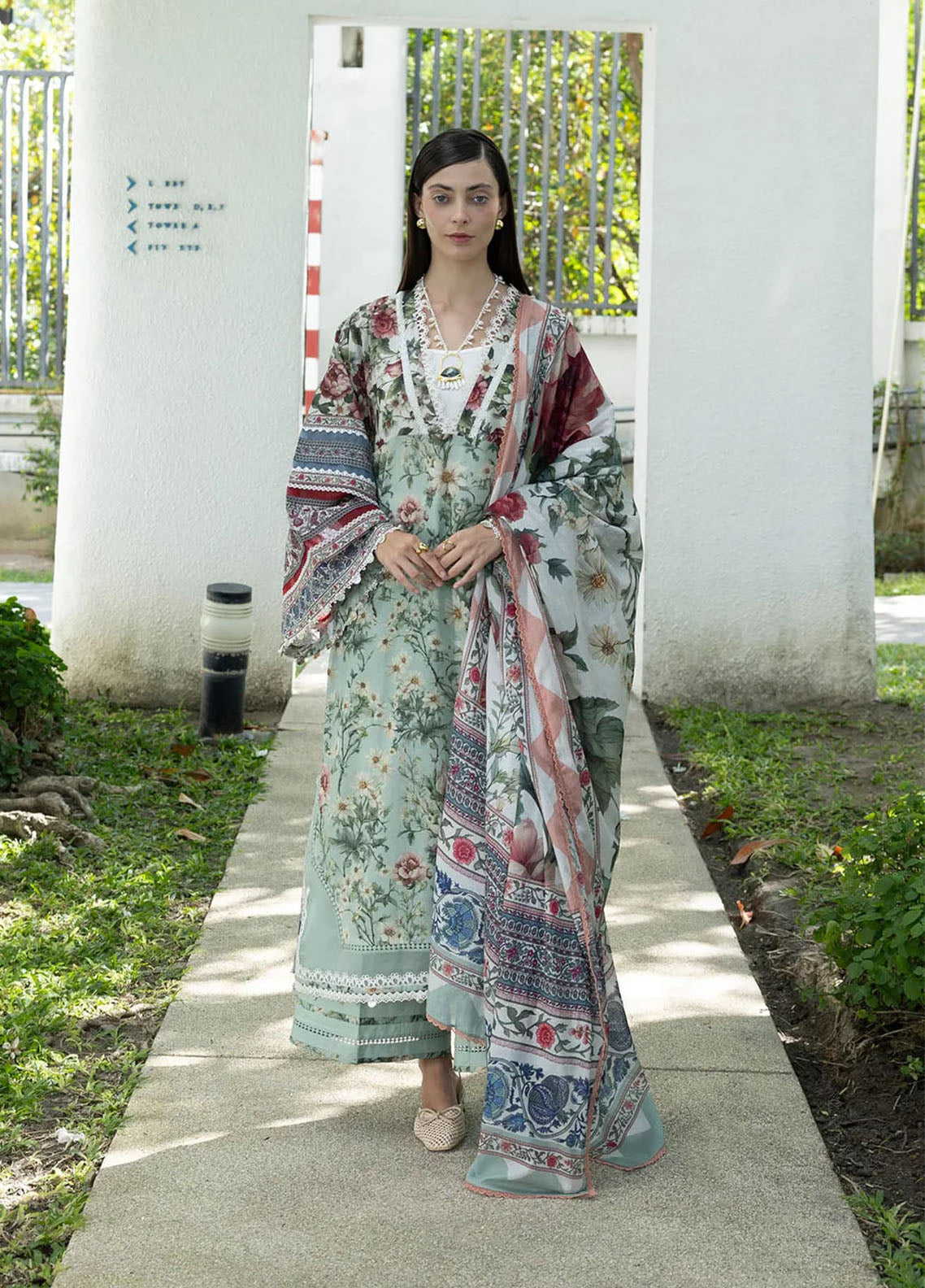 Santorini By Elaf Premium Printed Lawn 3 Piece Unstitched Suit EF26SP D-EPN-6B OPALINE GARDEN