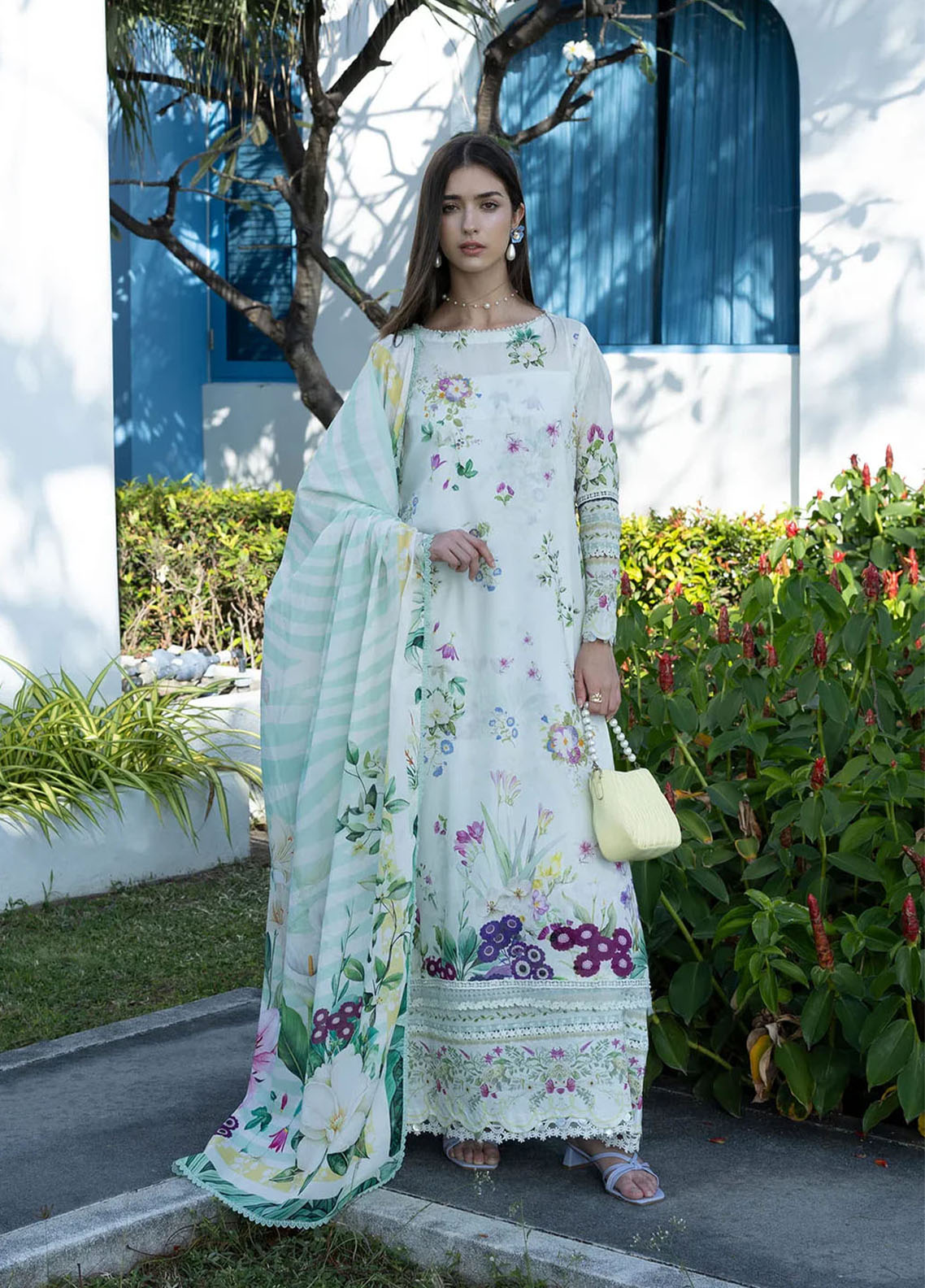 Santorini By Elaf Premium Printed Lawn 3 Piece Unstitched Suit EF26SP D-EPN-7B MOON FLOWER