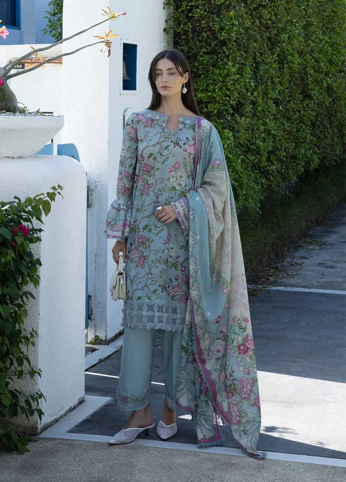 Santorini By Elaf Premium Printed Lawn 3 Piece Unstitched Suit EF26SP D-EPN-8A EIRINI BLOOM