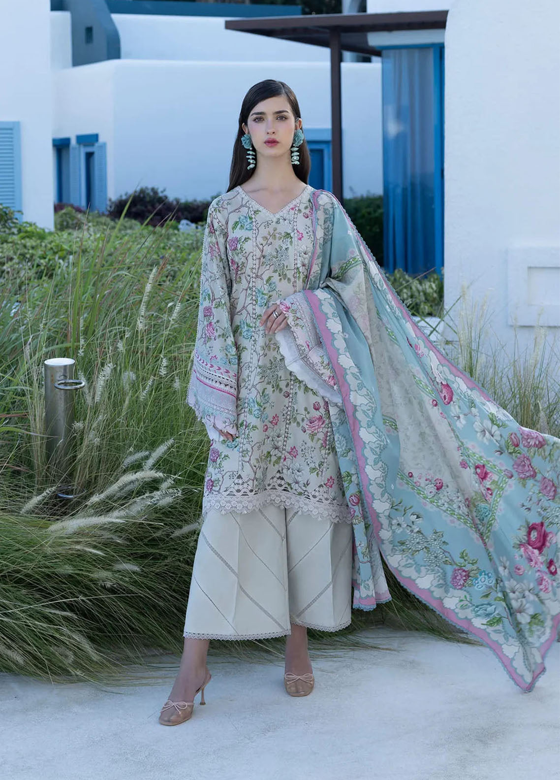 Santorini By Elaf Premium Printed Lawn 3 Piece Unstitched Suit EF26SP D-EPN-8B FAIRYTALE