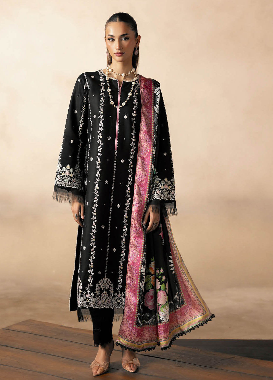 Sareen By Rajbari Premium Chikankari Viscose 3 Piece Unstitched Suit RB25S D-PVC-05