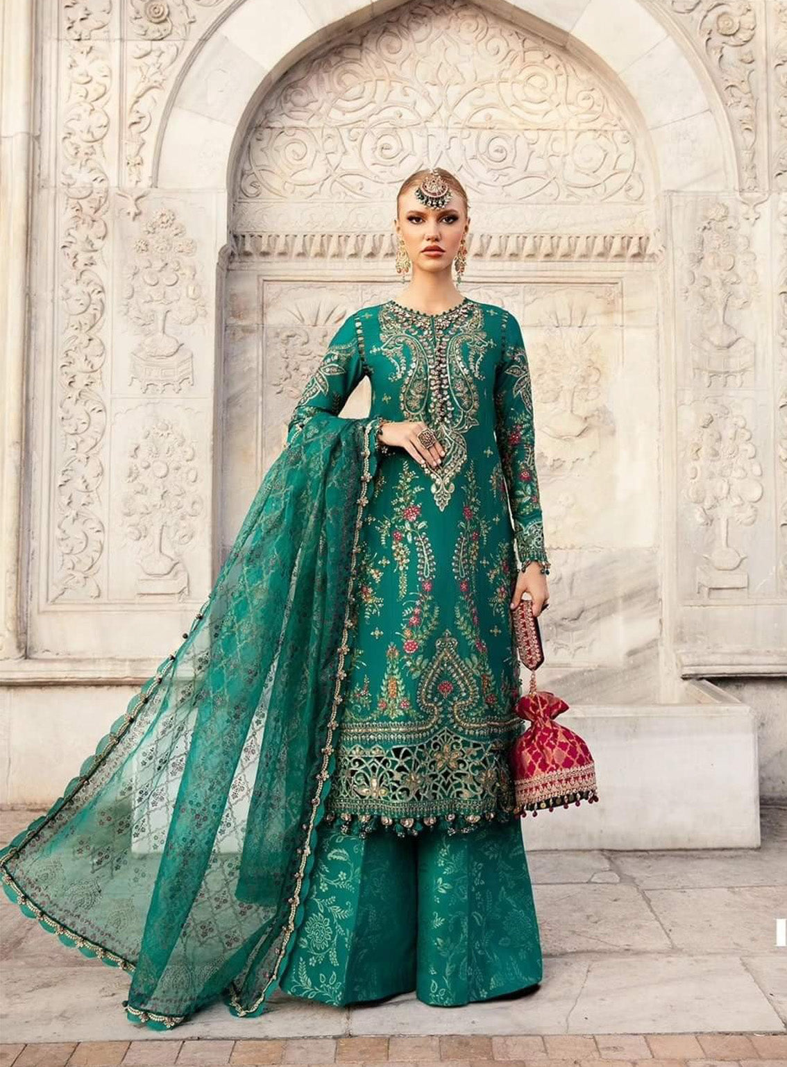 Sateen By Maria B Embroidered Cotton Satin 3 Piece Unstitched Suit MB24S CST-805