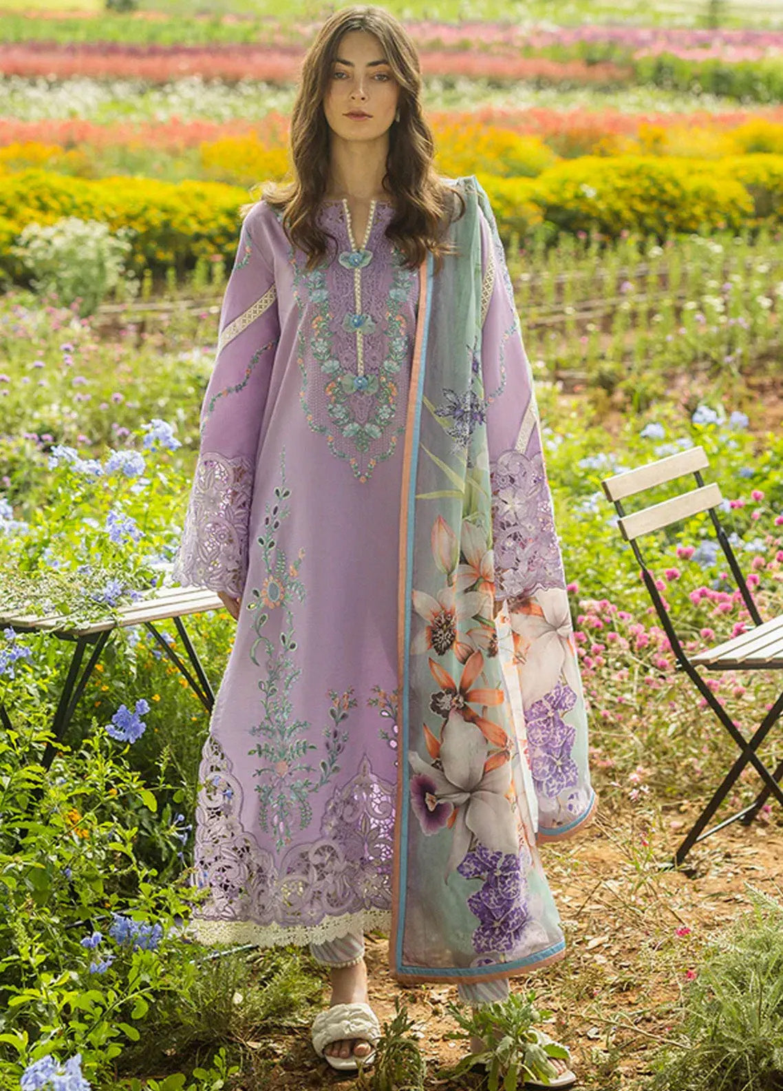Secret Garden By Mushq Embroidered Lawn 3 Piece Unstitched Suit MQ25SG D-03A PIXIES BLOSSOM