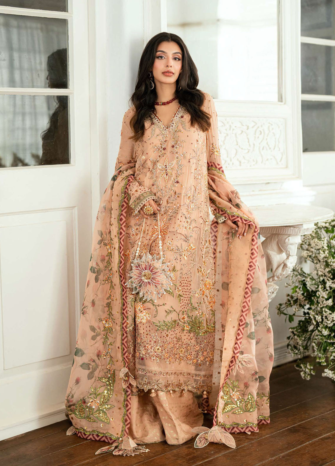 Shaam Shandar By Mushq Embroidered Chiffon 3 Piece Unstitched Suit MQ25SS D-04 TARANNUM