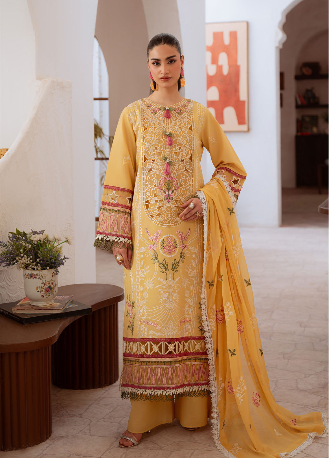 Shanaya By Mahnur Luxury Embroidered Lawn 3 Piece Unstitched Suit MN26SL D-SN-01 SAHAR
