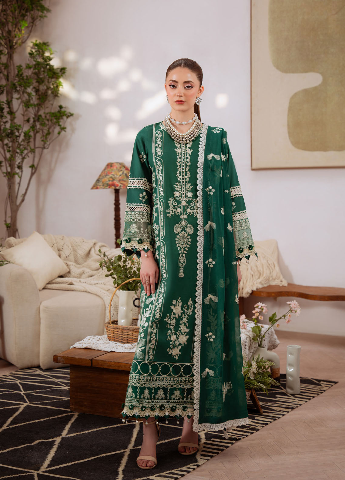 Shanaya By Mahnur Luxury Embroidered Lawn 3 Piece Unstitched Suit MN26SL D-SN-04 RAVISHA