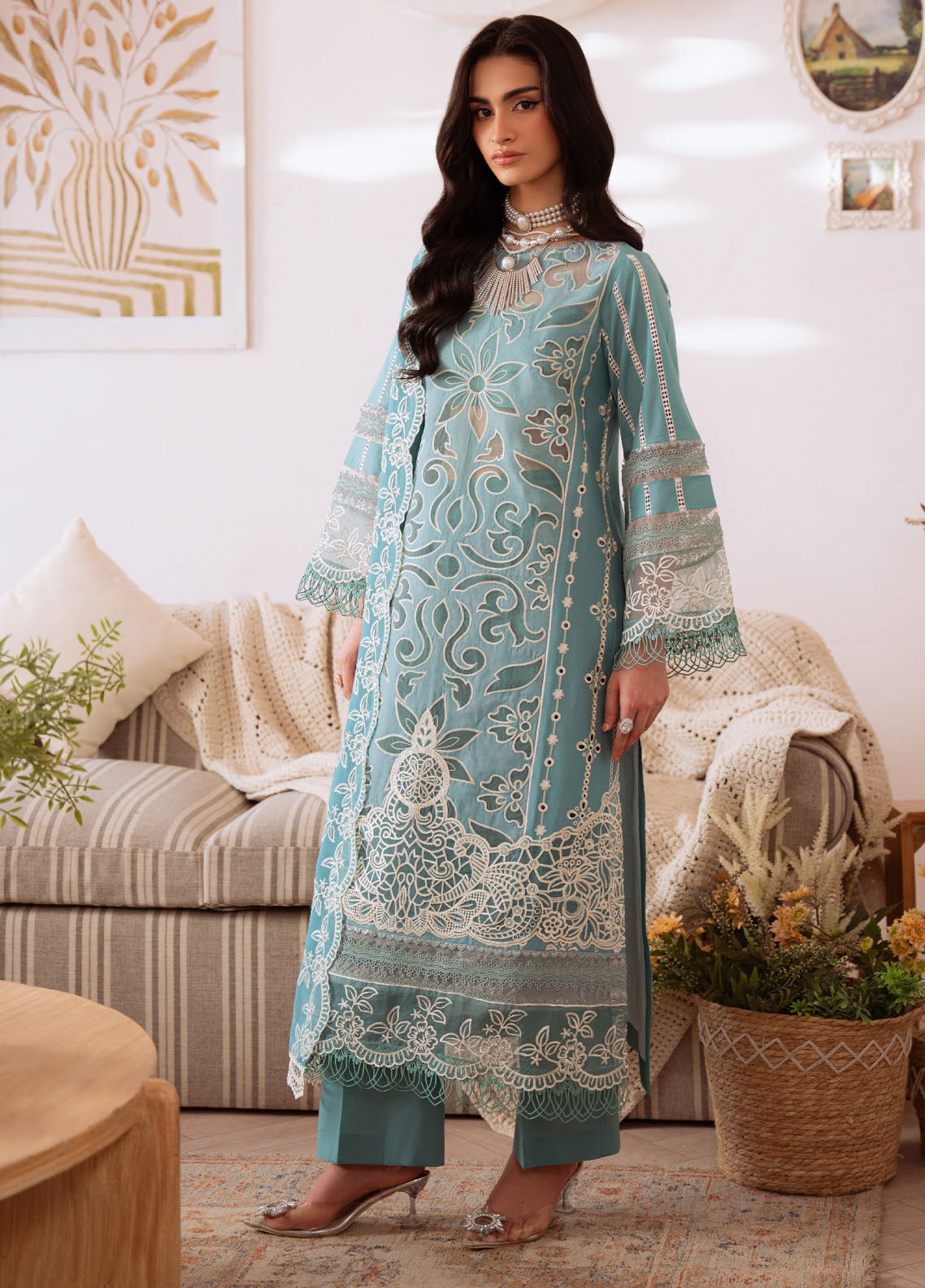 Shanaya By Mahnur Luxury Embroidered Lawn 3 Piece Unstitched Suit MN26SL D-SN-06 HALA