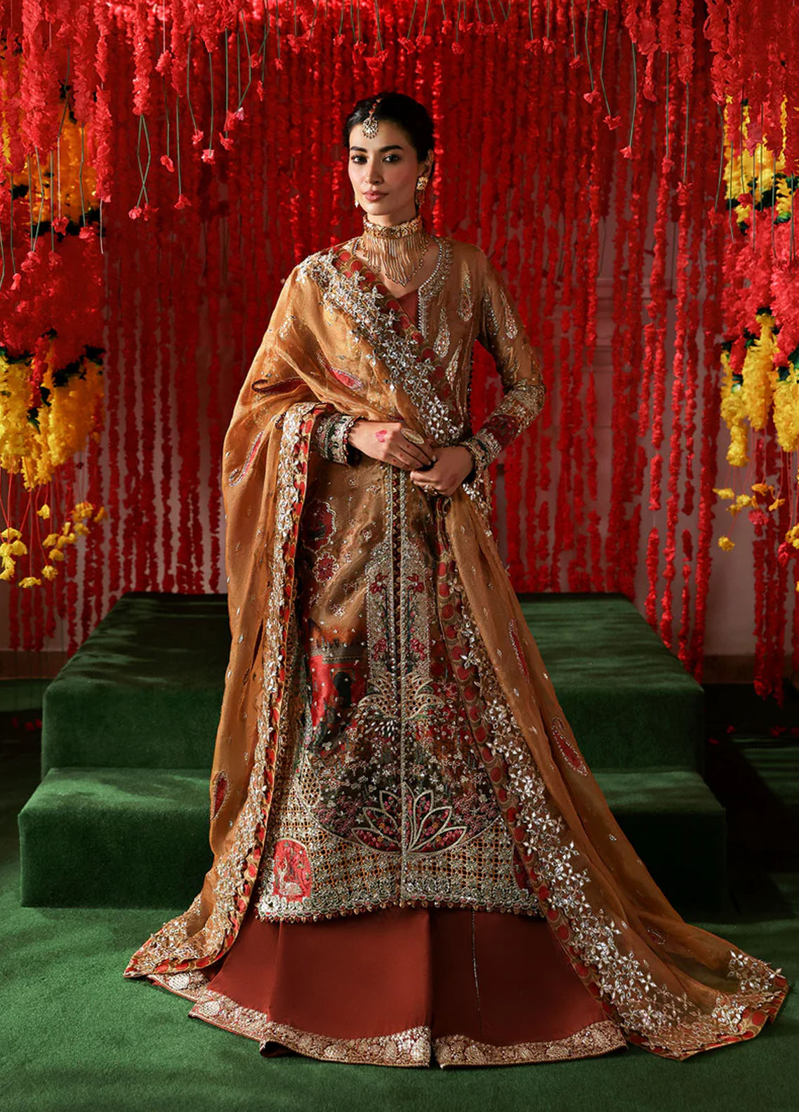 Shehnai By Afrozeh Embroidered Tissue Zari 3 Piece Unstitched Suit AF25SWF D-07 POSHNA