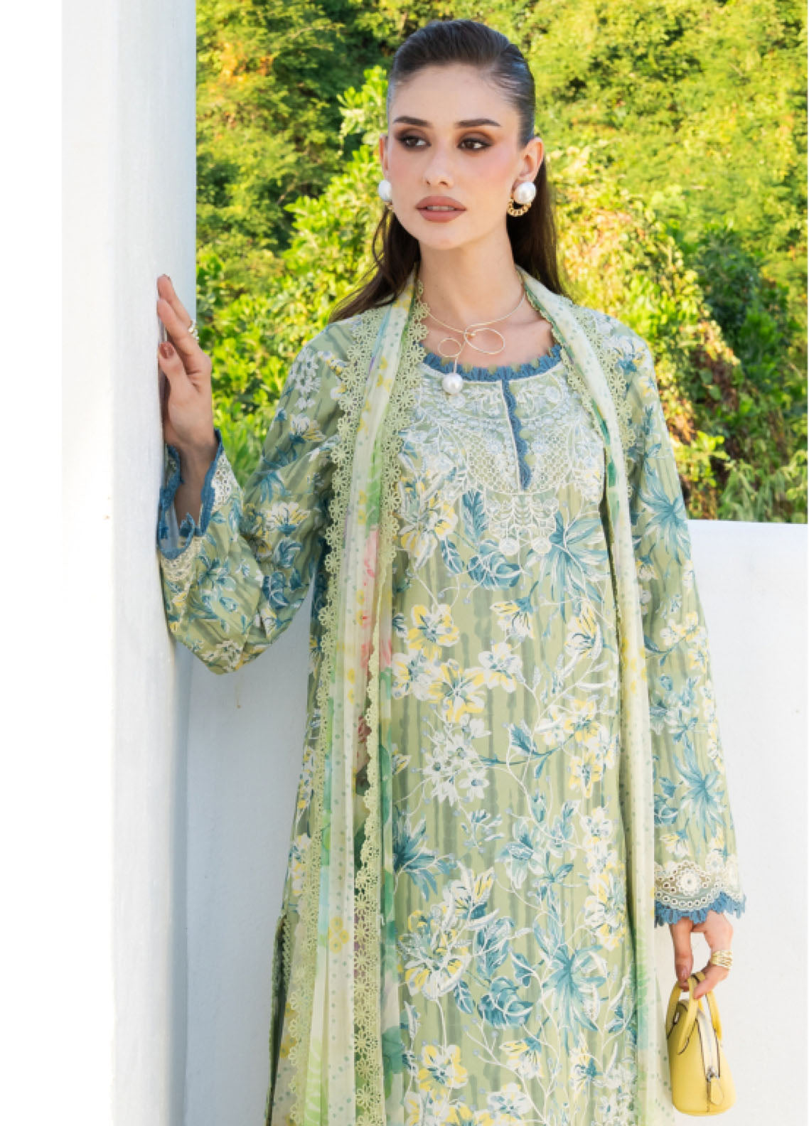 Shezlin By Aabyaan Chikankari Lawn 3 Piece Unstitched Suit ABY26SCE D-AZ-12 SOMIYA