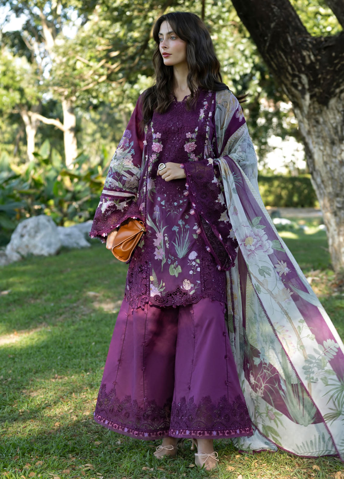 Signature By Elaf Embroidered Lawn 3 Piece Unstitched Suit EF26SEP D-ESA-5B DARLING PLUM