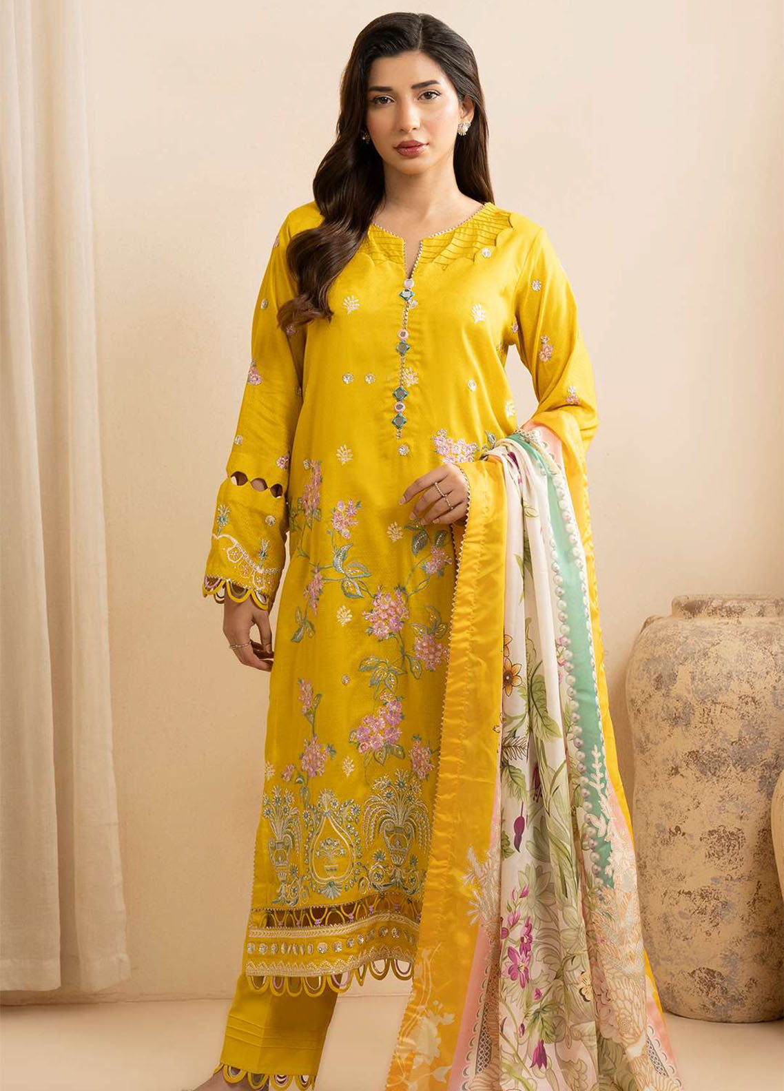 Signature By Zellbury Embroidered Cotton 3 Piece Unstitched Suit WUC25E30739