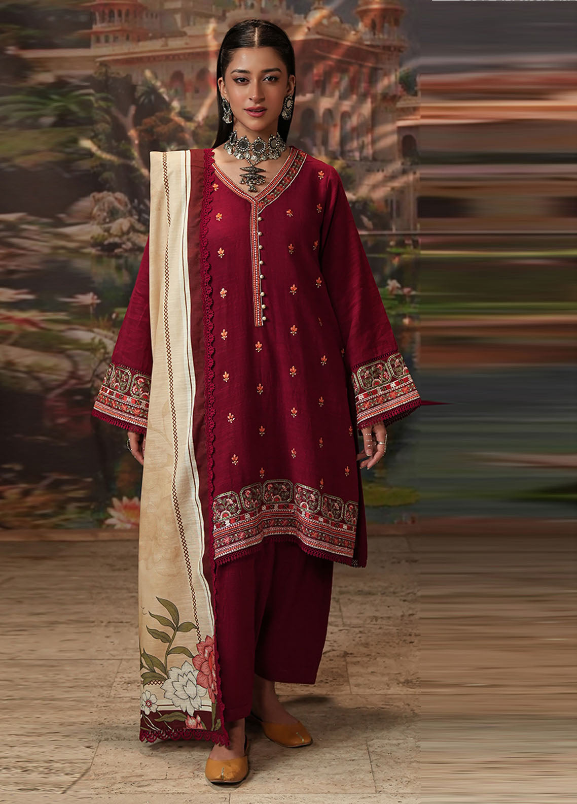 Signature By Zellbury Embroidered Khaddar 3 Piece Unstitched Suit WUW24E30411