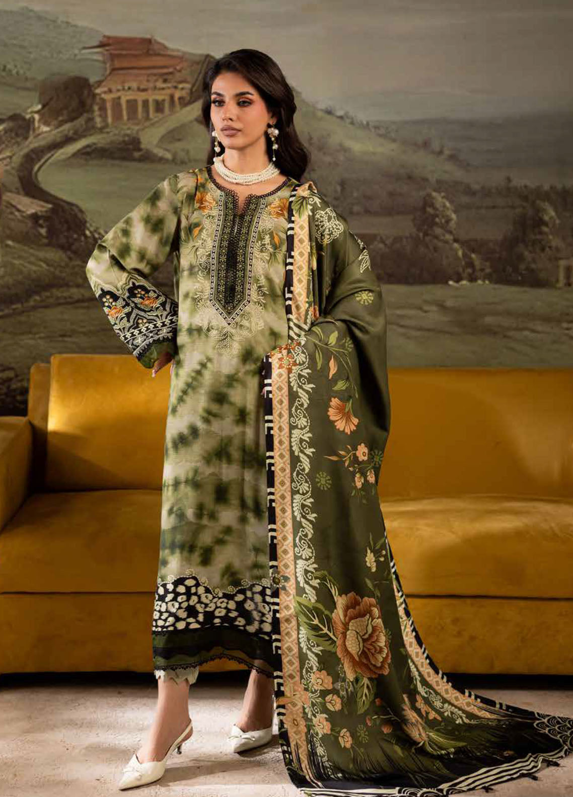 Signature Prints By Nureh Printed Doriya Linen 3 Piece Unstitched Suit NU25SPWS D-SP-172