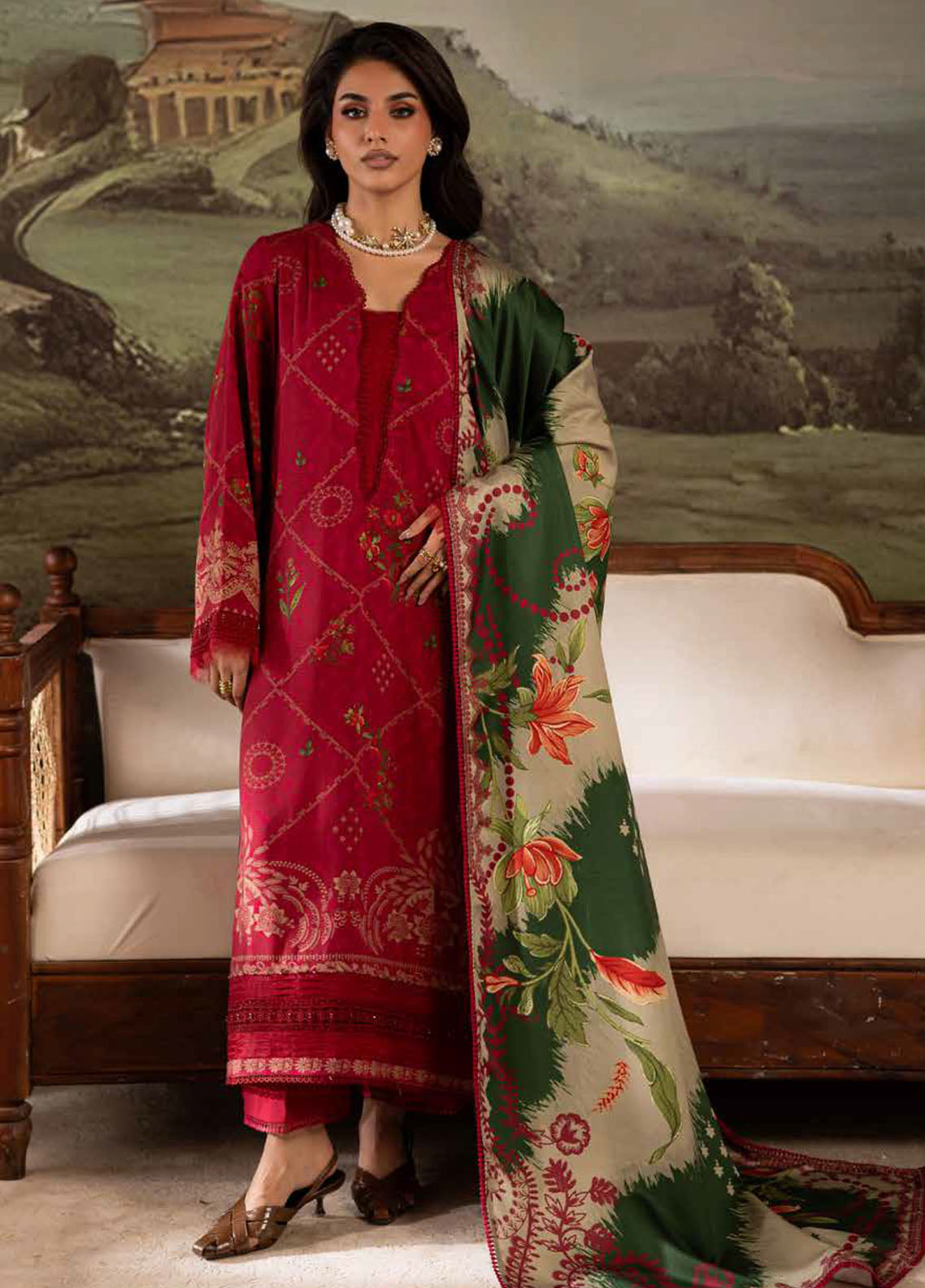 Signature Prints By Nureh Printed Doriya Linen 3 Piece Unstitched Suit NU25SPWS D-SP-175