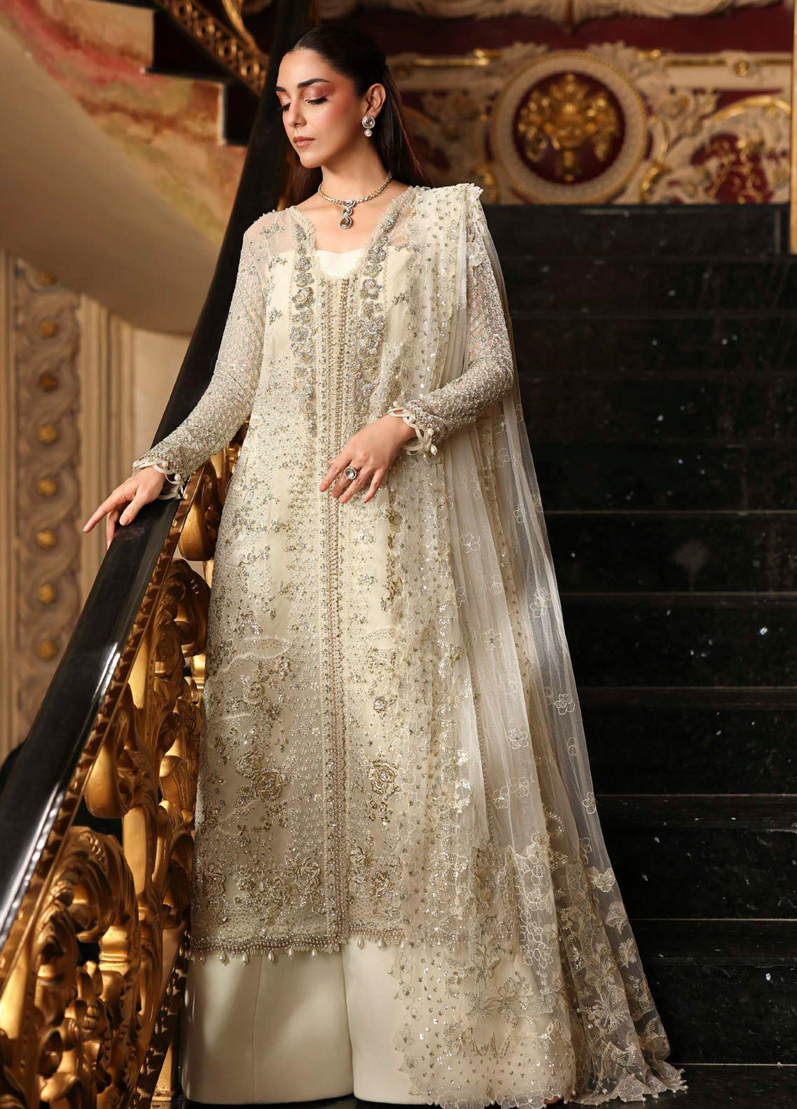 Stardom By Elaf Formal Embroidered Handwork Organza 3 Piece Unstitched Suit EF25S D-ESH-01 CELESTIA
