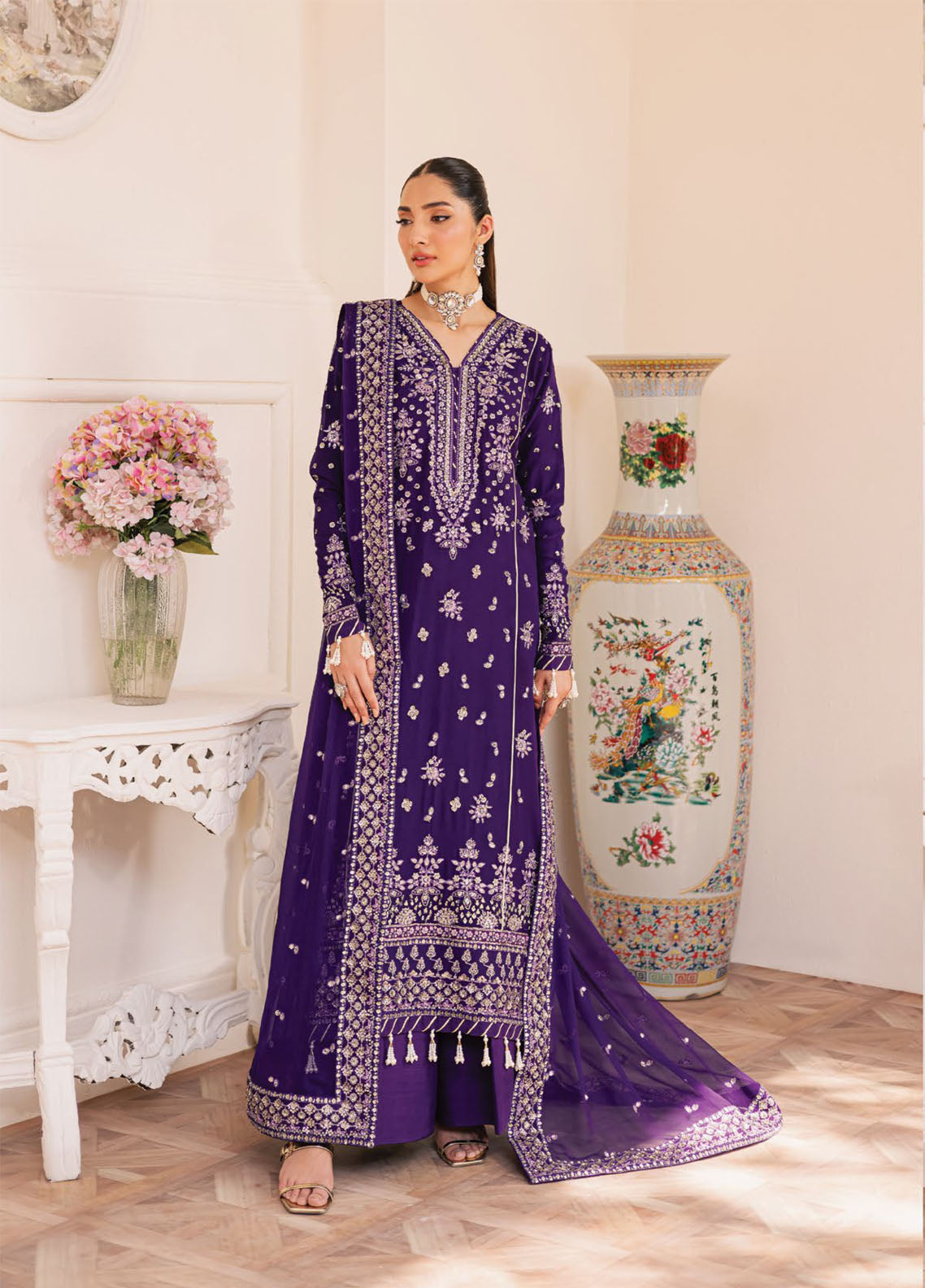 Suave By Emaan Adeel Embroidered Chiffon 3 Piece Unstitched Suit EA25SLF D-CALAIS